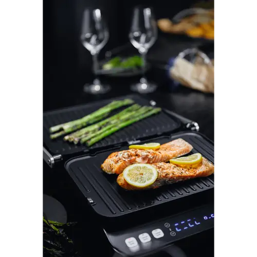 AENO ''Grătar electric EG1: 2000W, 3 moduri de încălzire - Grătar superior, Grătar inferior, Ambele grătare, Decongelare, Unghi maxim de deschidere - 9