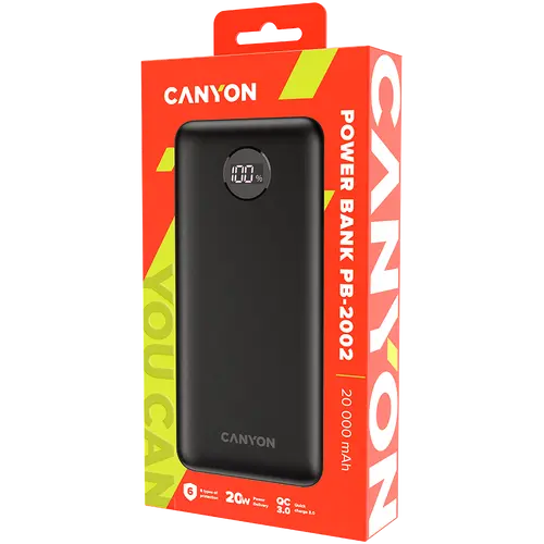 CANYON power bank PB-2002 LED 20000 mAh PD 20W QC 3.0 Black - image 3