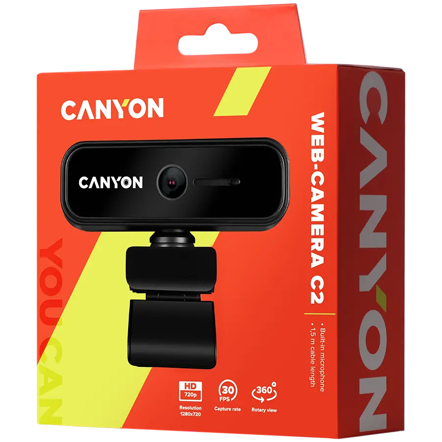 CANYON cameră web C2 HD 720P Negru - image 2