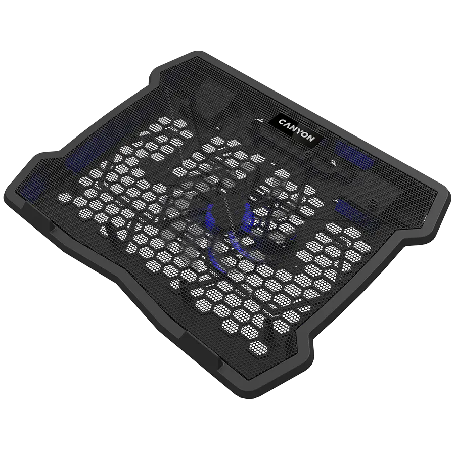 CANYON NS02, Cooling stand single fan with 2x2.0 USB hub, support up to 10”-15.6” laptop, ABS plastic and iron, Fans dimension:125*125*15mm(1pc), DC 5V, fan speed: 800-1000RPM, size:340*265*30mm, 406g - image 2