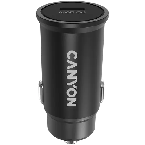 Canyon C-20, PD 20W Pocket size car charger, input: DC12V-24V, output: PD20W, support iPhone12 PD fast charging, Compliant with CE RoHs , Size: 50.6*23.4*23.4, 18g, Black
