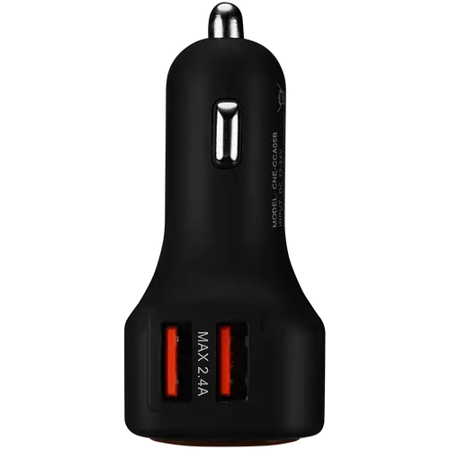CANYON C-05, Universal 4xUSB car adapter, Input 12V-24V, Output 5V-4.8A, with Smart IC, black rubber coating + orange LED, 71.8*38.8*33mm, 0.034kg - image 1