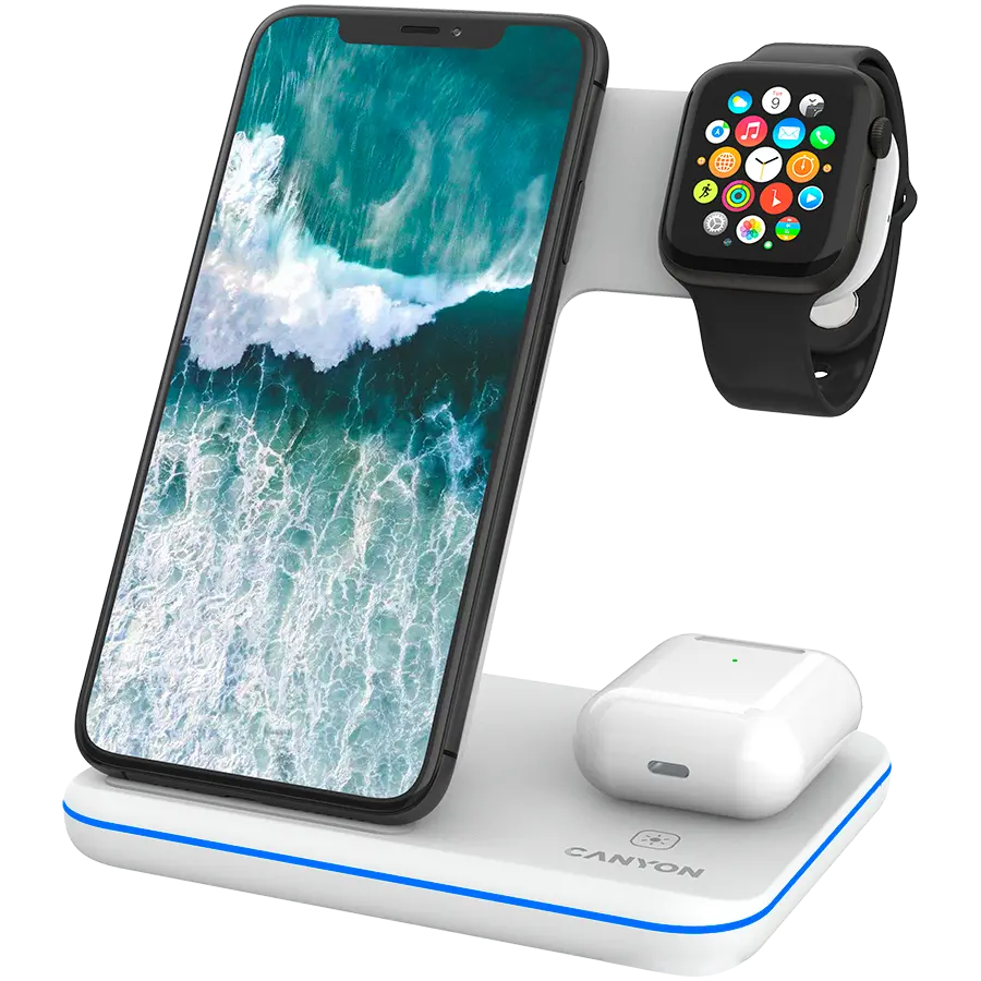 CANYON wireless charger WS-303 15W 3in1 White