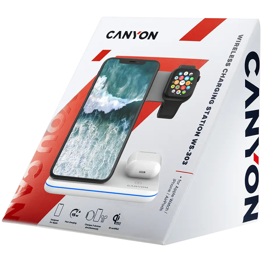 CANYON wireless charger WS-303 15W 3in1 White - image 6