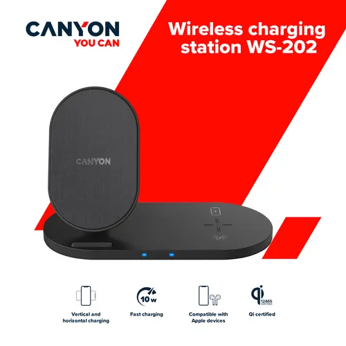 CANYON wireless charger WS-202 10W 2in1 Black - image 3