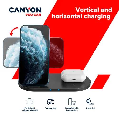 CANYON wireless charger WS-202 10W 2in1 Black - image 4