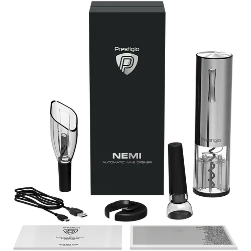 Nemi, Desfăcător electric de vin, aerator, conservare în vid, culoare argintie - 8