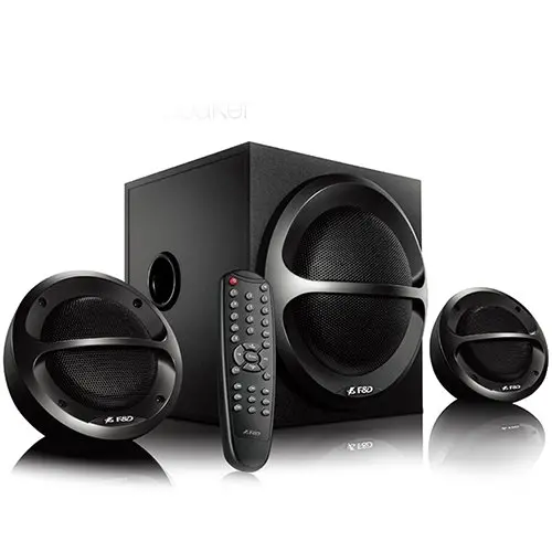 FENDA F&D A111X 2.1 Multimedia Speakers, 35W RMS (11Wx2+13W), 2x4'' Satellites + 4'' Subwoofer, BT 5.0/AUX/USB/FM/Remote Control/Wooden/Black