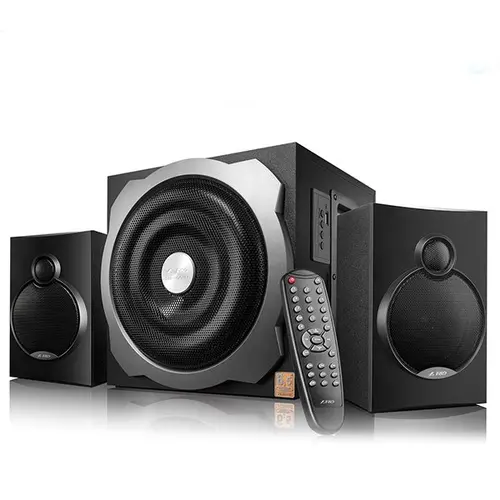 FENDA F&D A521X 2.1 Multimedia Speakers, 52W RMS (16Wx2+20W), 2x4'' Satellites + 6.5'' Subwoofer, BT 4.0/AUX/USB/FM/Remote Control/Wooden/Black