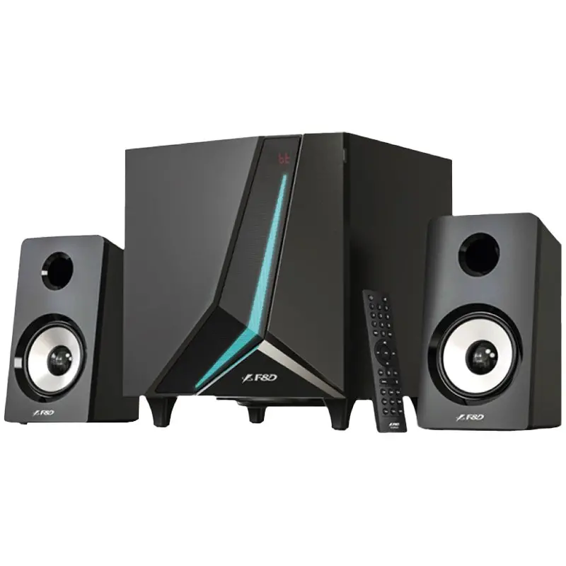 FENDA F&D F670X 2.1 Multimedia Speakers, 70W RMS, Full range speaker: 2x3.5"+ 6.5" Subwoofer, BT 5.3/AUX/USB/Coaxial/LED Display/RGB multi-color lighting mode/ Remote Control/ Black