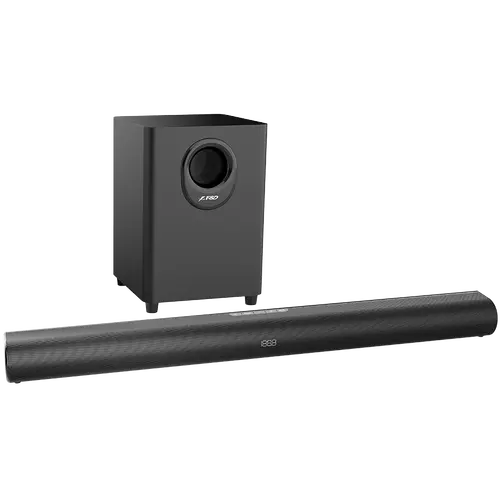 F&D HT-330 2.1 TV Soundbar with Wired Subwoofer, 80W RMS (20Wx2+40W), Full-range speaker: 50x90mm + 6.5'' Subwoofer, BT 5.0/Optical/AUX/HDMI/USB/LED Display/Remote Control/Wooden/Black - image 2