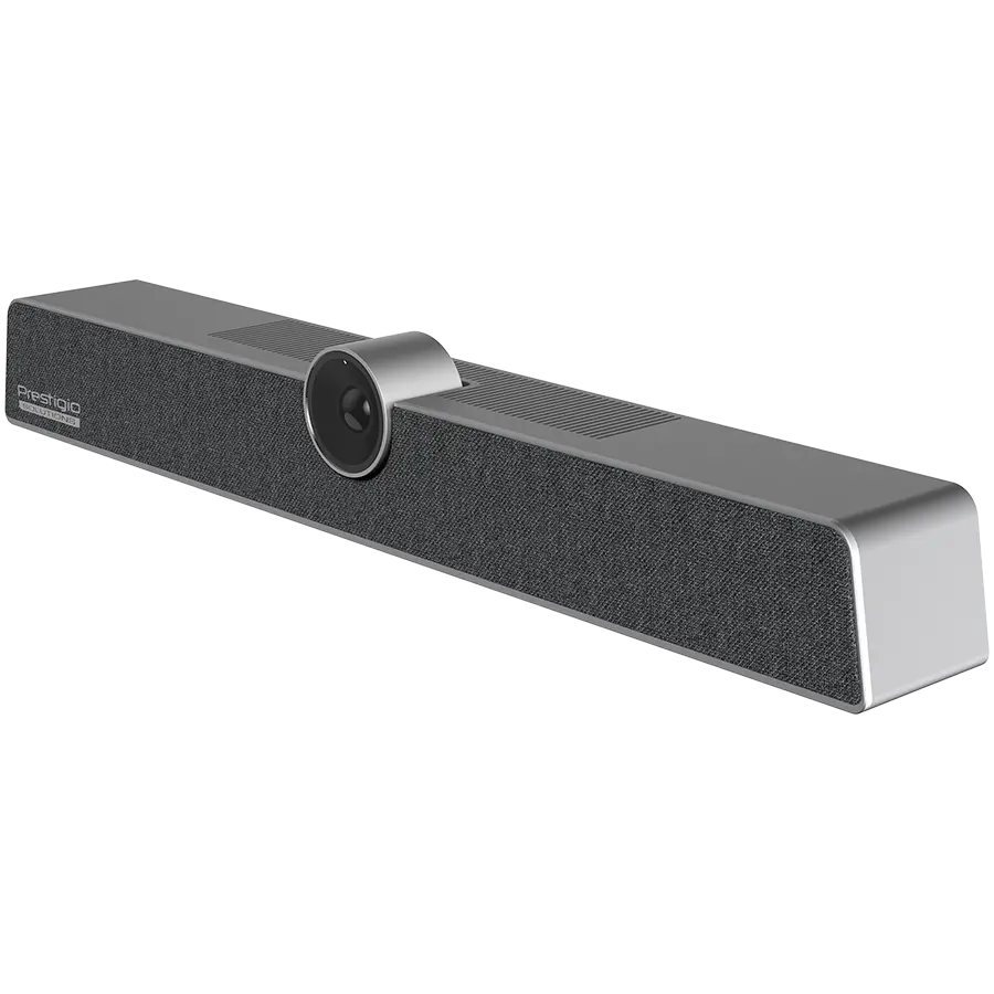 Prestigio Solutions Video Conferencing Collaboration Bar Alpha: UHD, 12MP, 6 mic, 8m (Range), Connection via USB Type-C or AUX