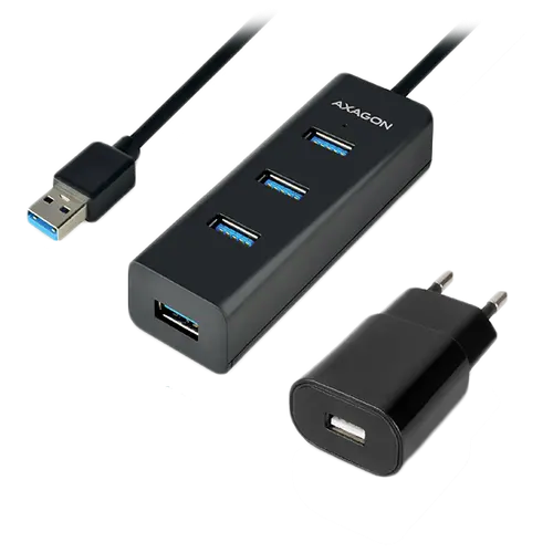 AXAGON HUE-S2BP 4x USB3.0 Charging Hub 1.2m Cable, MicroUSB Charging, Incl. AC Adapter
