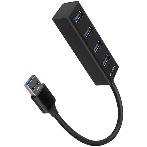 AXAGON HUE-M1A Mini hub 4x USB3.2 Gen 1, metalic, cablu USB-A 20cm - 1