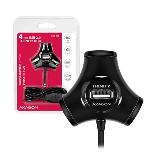 AXAGON HUE-X3B 4x USB2.0 TRINITY Black Hub - image 2