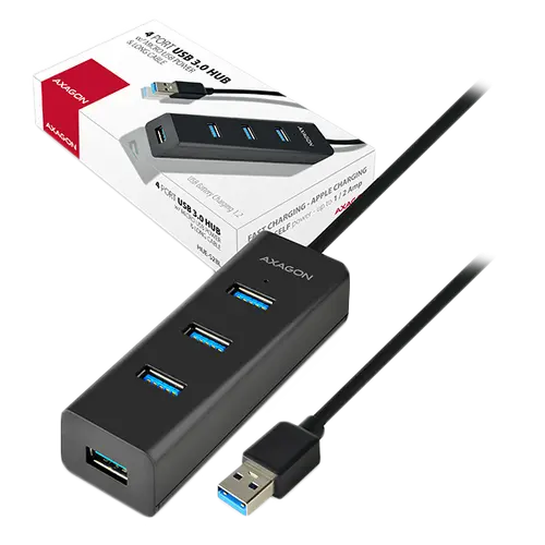 AXAGON HUE-S2BL 4x USB3.0 Charging Hub 1.2m Cable, MicroUSB Charging - image 1