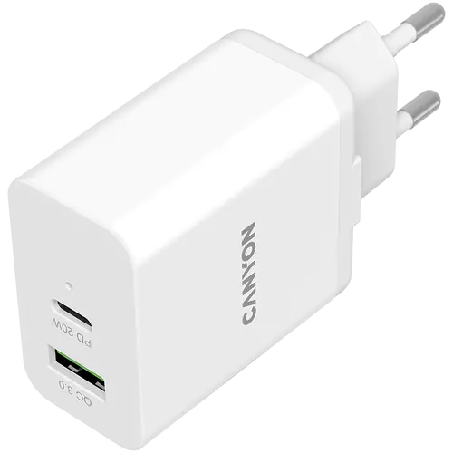 CANYON charger H-20-03 PD 20W QC 3.0 18W USB-A USB-C White - image 1