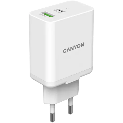 CANYON charger H-20-03 PD 20W QC 3.0 18W USB-A USB-C White