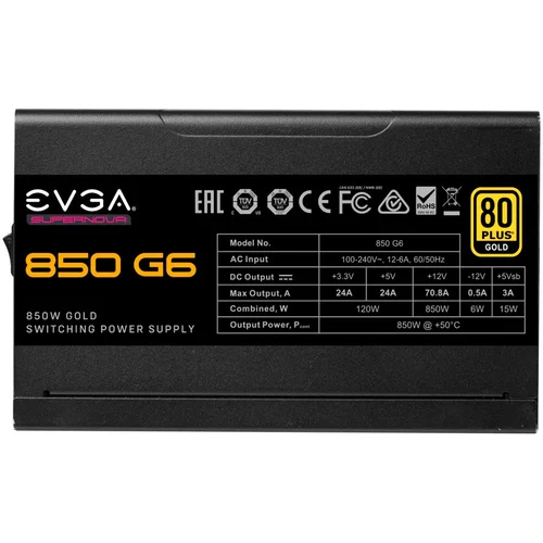 EVGA SuperNOVA 850 G6, 80 Plus GOLD 850W, Fully Modular, Eco Mode with FDB Fan, Includes Power ON Self Tester, Compact 140mm Size, 10 Year Warranty - image 3