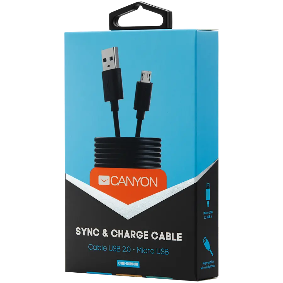 CANYON Micro USB cable, 1M, Black - image 1