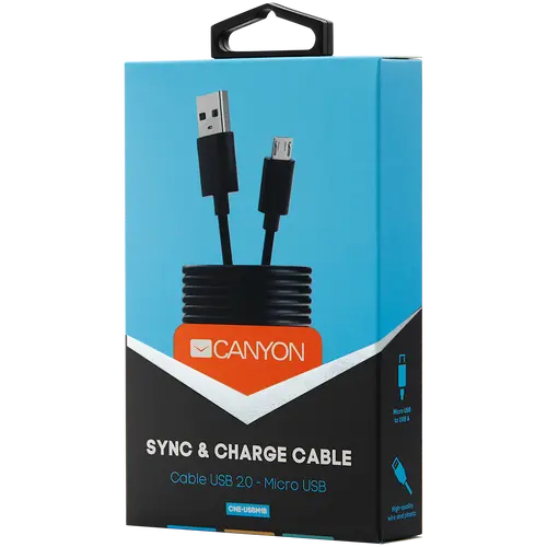 CANYON Micro USB cable, 1M, Black - image 1