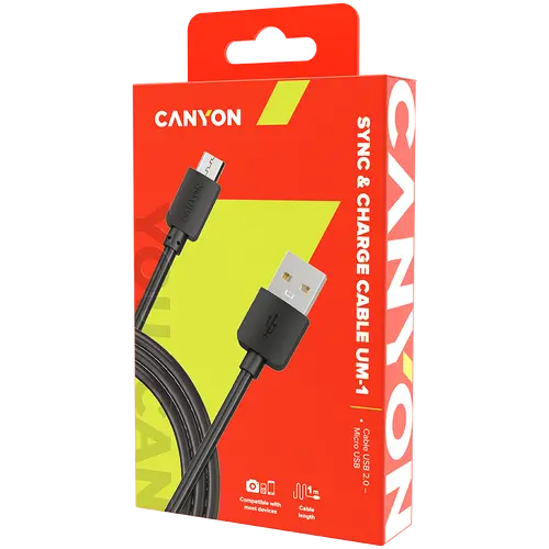 CANYON Micro USB cable, 1M, Black - image 2