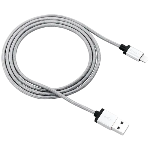 CANYON Charge & Sync MFI braided cable with metalic shell, USB to lightning, certified by Apple, 1m, 0.28mm, Dark gray