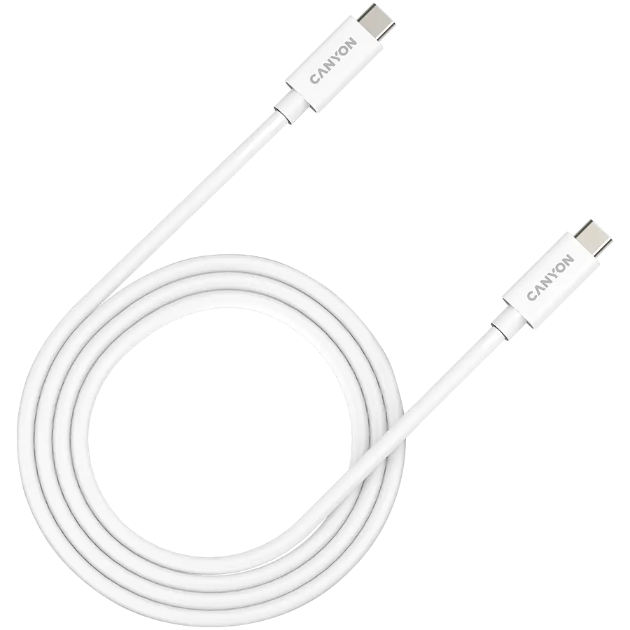 CANYON UC-44, καλώδιο, U4-CC-5A1M-E, καλώδιο USB4 TYPE-C σε TYPE-C 40G 1m 5A 240W(ERP) με E-MARK, CE, ROHS, λευκό