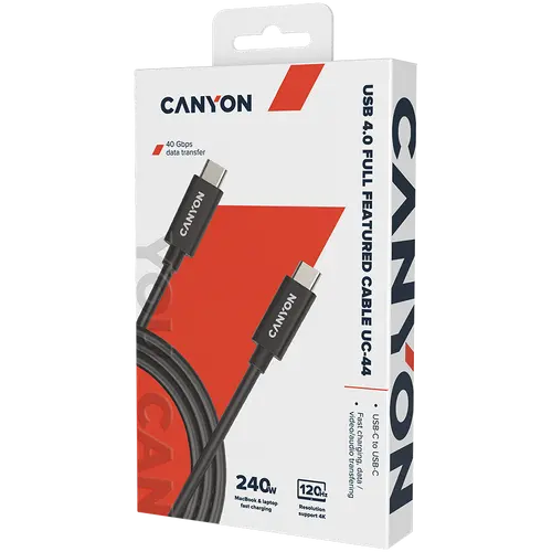 CANYON cable UC-44 USB-C to USB-C 240W 40Gbps 4k 1m Black - image 1