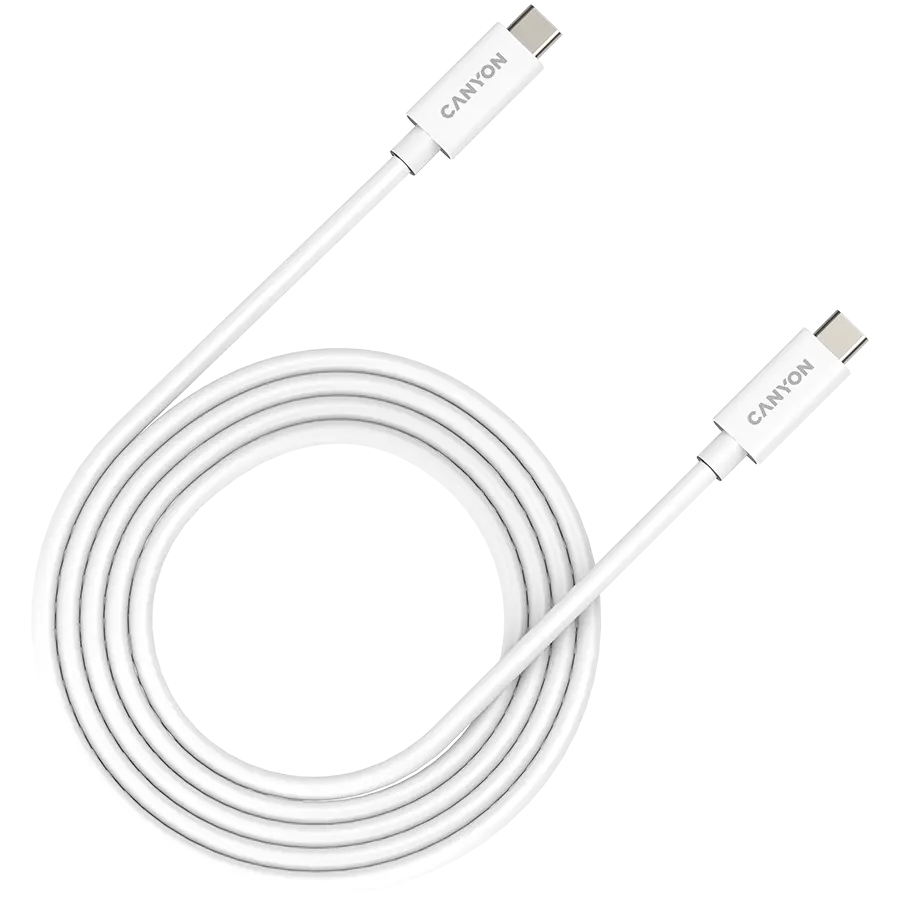 CANYON UC-42, καλώδιο, U4-CC-5A2M-E, συγκρότημα καλωδίου USB4 TYPE-C σε TYPE-C 20G 2m 5A 240W(ERP) με E-MARK, CE, ROHS, λευκό