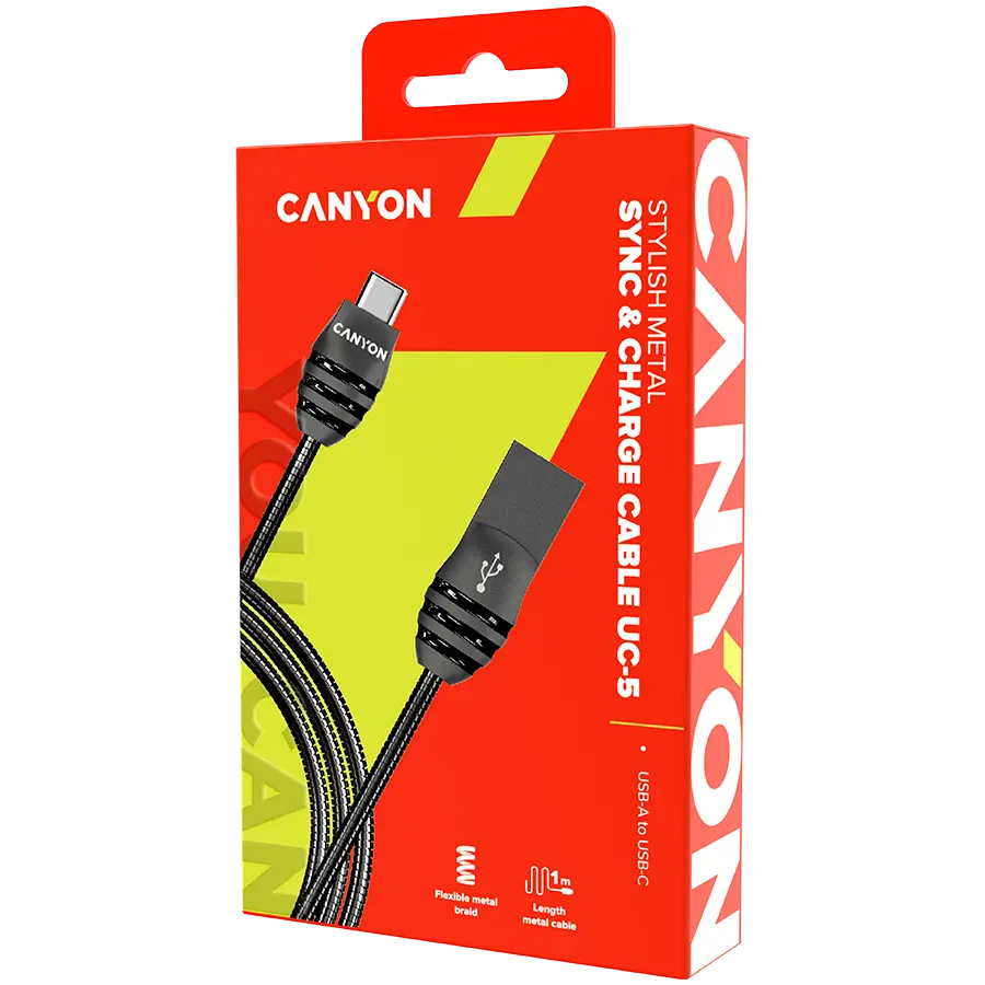 CANYON cable UC-5 USB-C 10W 1m Dark Grey - image 1