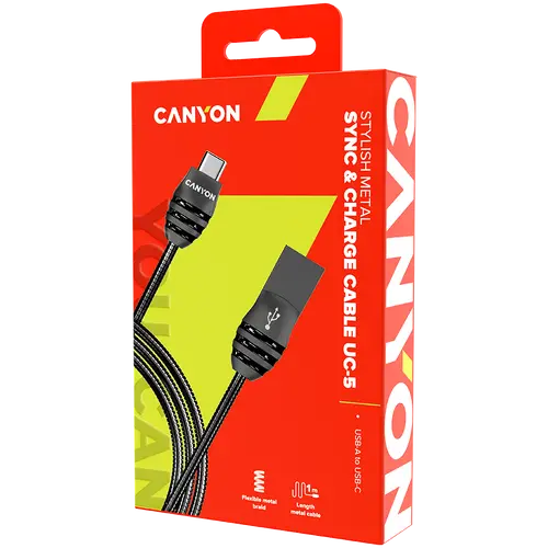 CANYON cable UC-5 USB-C 10W 1m Dark Grey - image 1