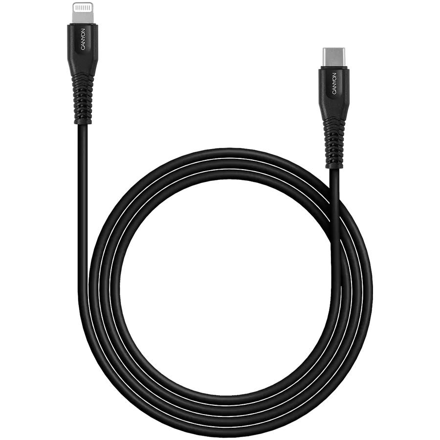 CANYON cable MFI-4 Type-C to Lightning 1.2m Black - image 1
