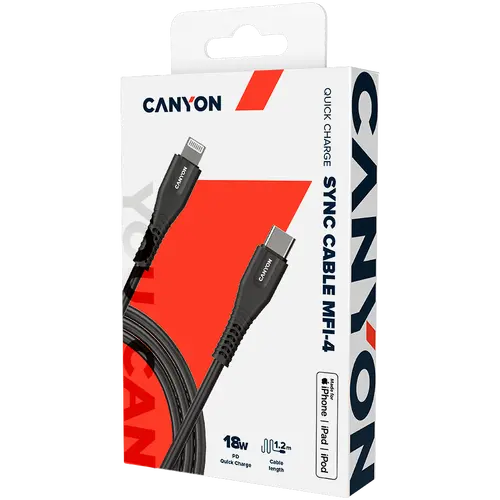 CANYON cable MFI-4 Type-C to Lightning 1.2m Black - image 3