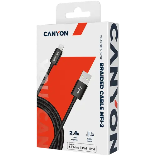 CANYON cable MFI-3 Lightning 12W 1m Black - image 3