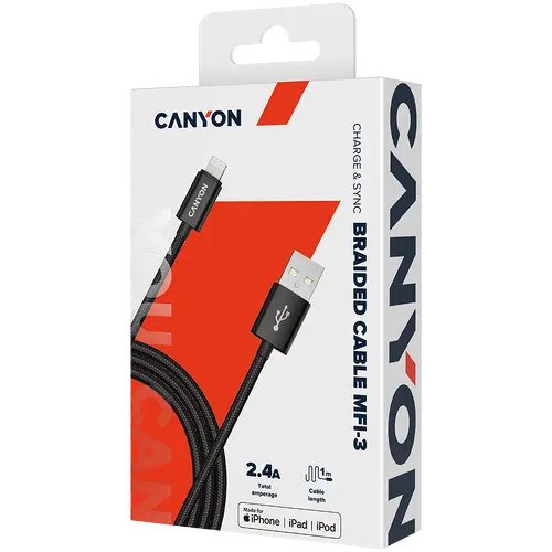 CANYON cable MFI-3 Lightning 12W 1m Black - image 4