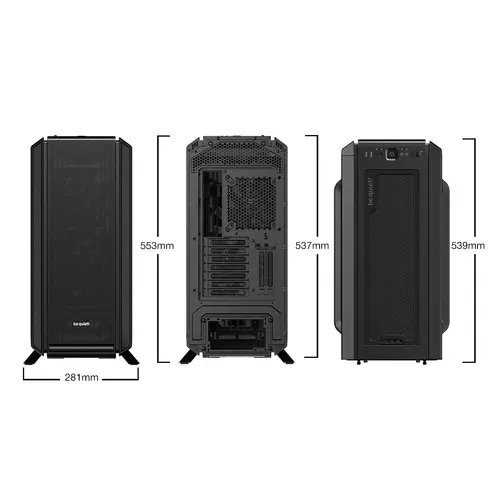 be quiet! SILENT BASE 802 Black, E-ATX/ATX/M-ATX/Mini-ITX, 3x Pure Wings 2 140mm, 4-step fan controller with PWM Hub, 2x USB 3.2 Gen. 1, 1x USB 3.2 Gen. 2 Type C, Mic + Audio, Interchangeable top cover and front panel, 3Y warranty - image 1