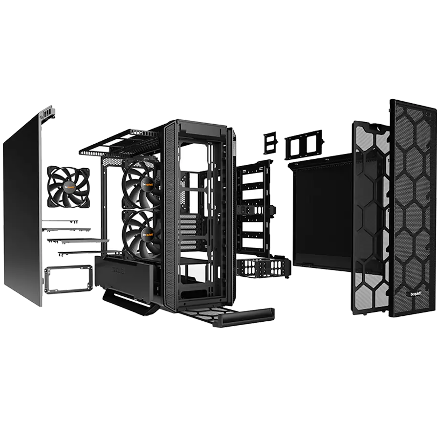 be quiet! SILENT BASE 802 Black, E-ATX/ATX/M-ATX/Mini-ITX, 3x Pure Wings 2 140mm, 4-step fan controller with PWM Hub, 2x USB 3.2 Gen. 1, 1x USB 3.2 Gen. 2 Type C, Mic + Audio, Interchangeable top cover and front panel, 3Y warranty - image 3