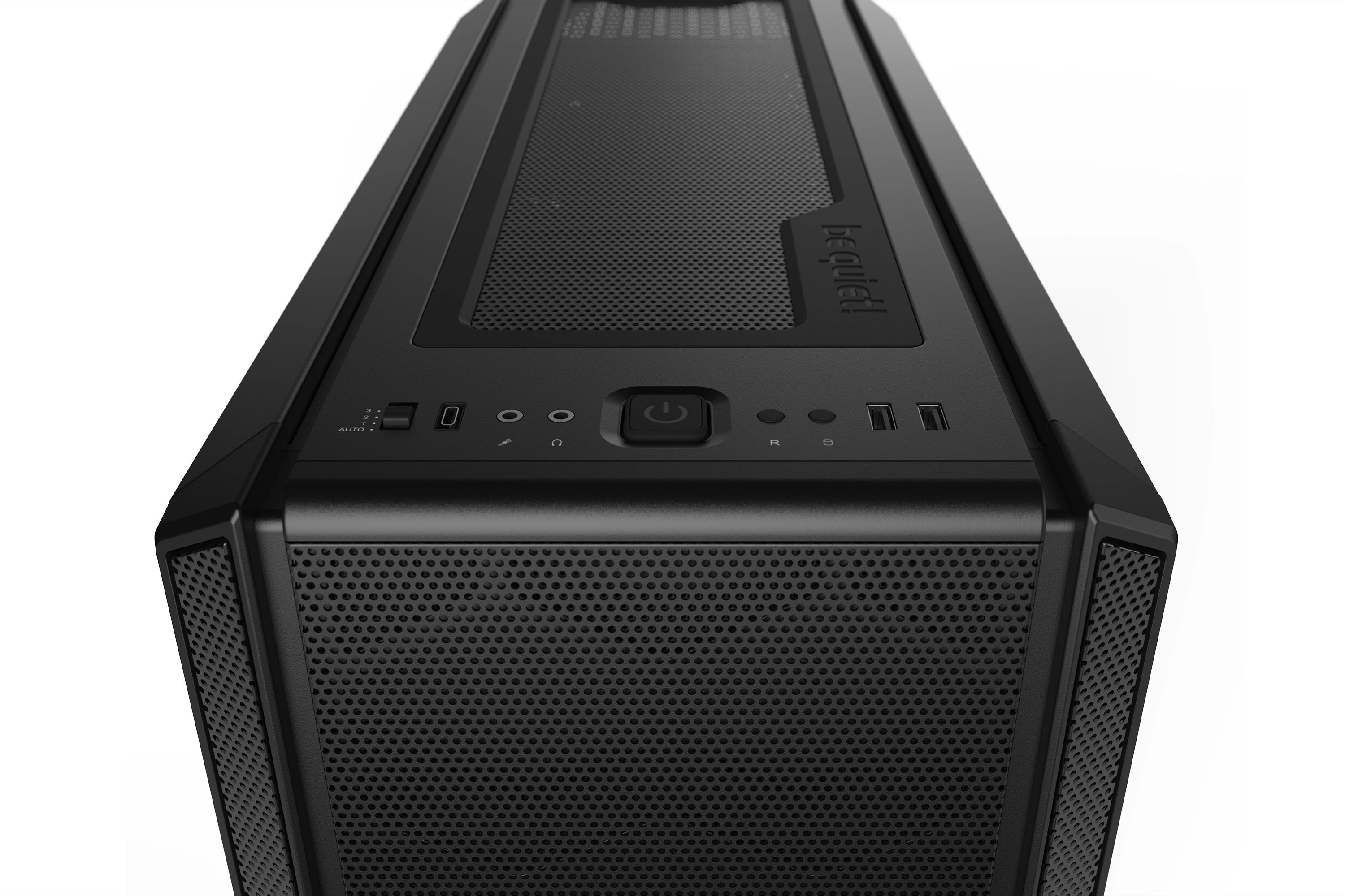 be quiet! SILENT BASE 802 Black, E-ATX/ATX/M-ATX/Mini-ITX, 3x Pure Wings 2 140mm, 4-step fan controller with PWM Hub, 2x USB 3.2 Gen. 1, 1x USB 3.2 Gen. 2 Type C, Mic + Audio, Interchangeable top cover and front panel, 3Y warranty - image 7