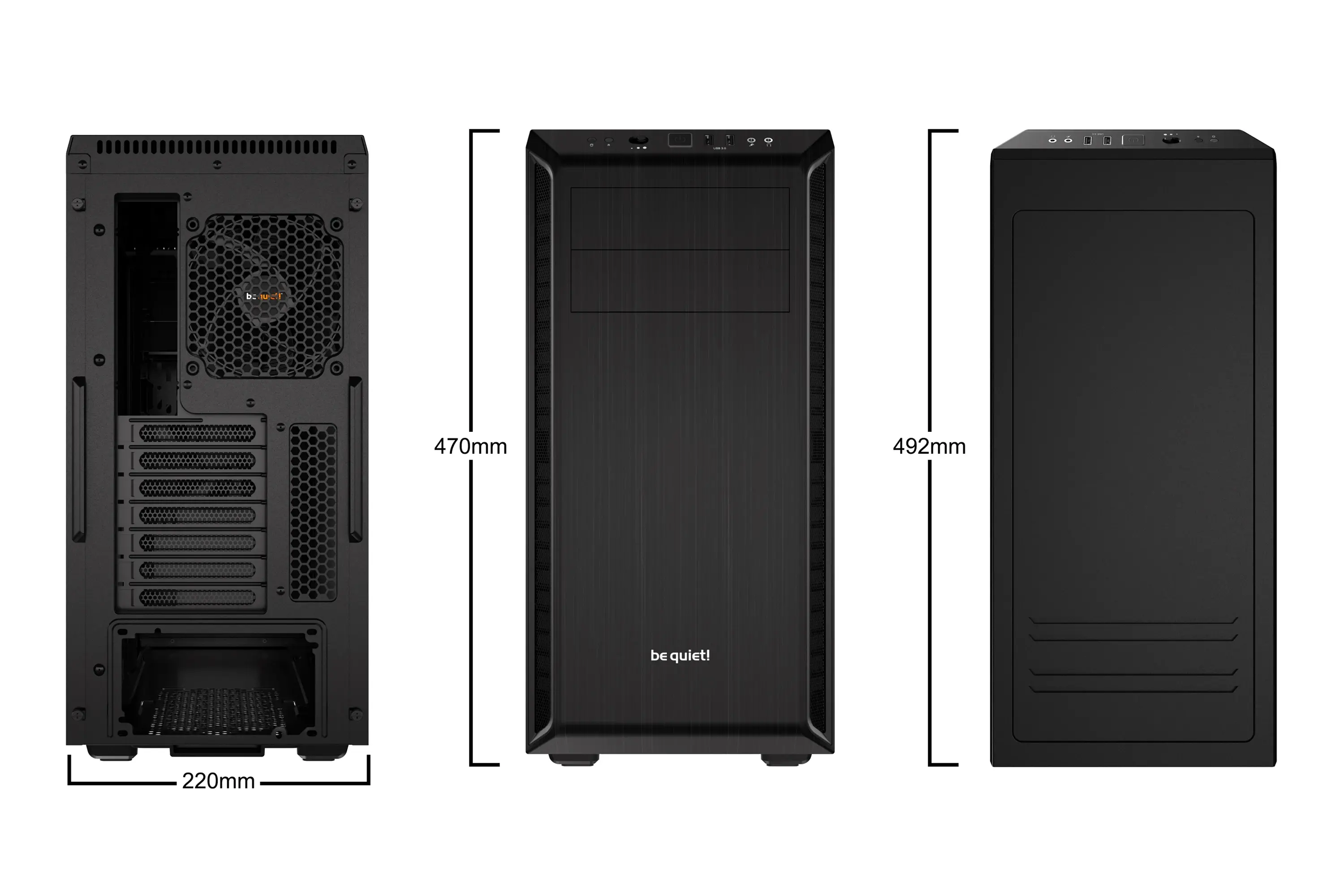 be quiet! PURE BASE 600 Black, ATX/M-ATX/Mini-ITX, 1x Pure Wings 2 140mm, 1x Pure Wings 2 120mm, 3-step fan controller, 2x USB 3.2 Gen. 1, Mic + Audio, 3Y warranty - image 1