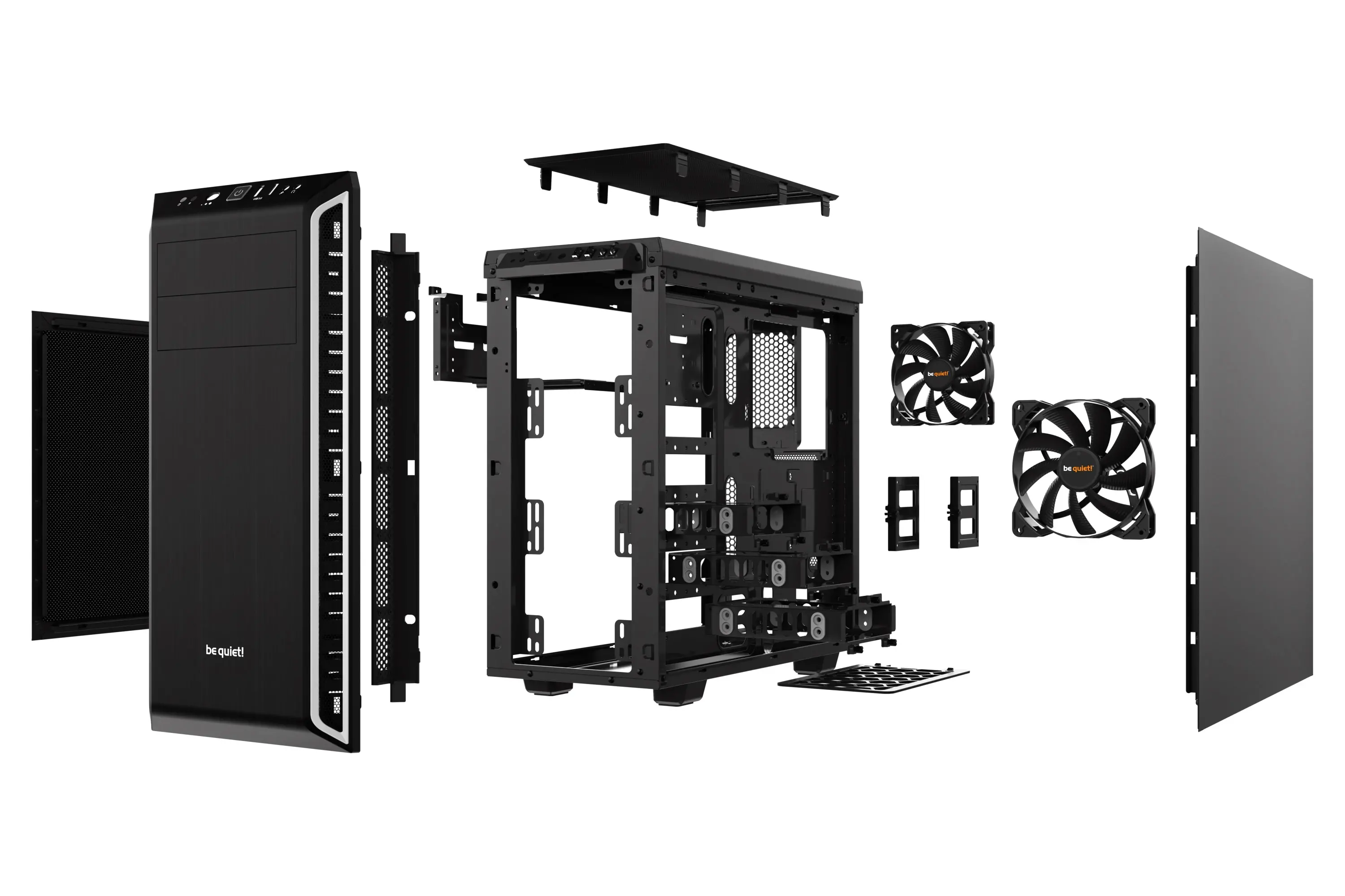 be quiet! PURE BASE 600 Argintiu, ATX/M-ATX/Mini-ITX, 1x Pure Wings 2 140mm, 1x Pure Wings 2 120mm, controler ventilatoare în 3 trepte, 2x USB 3.2 - image 3