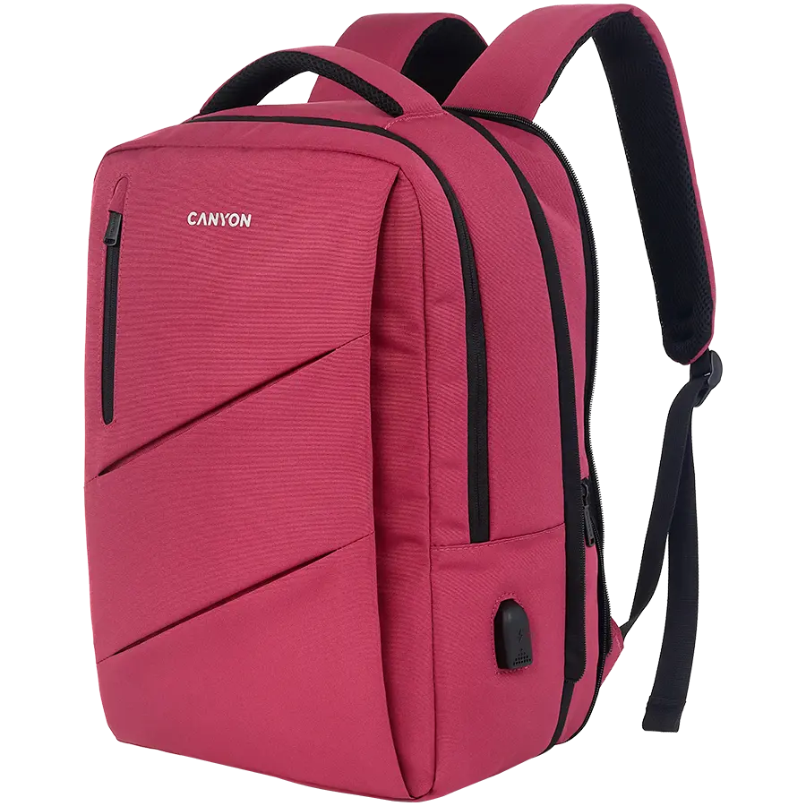 CANYON BPE-5, Laptop backpack for 15.6 inch, Product spec/size(mm): 400MM x300MM x 120MM(+60MM), Red, EXTERIOR materials:100% Polyester, Inner materials:100% Polyestermax weight (KGS): 12kgs - image 1