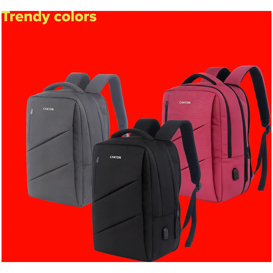 CANYON BPE-5, Laptop backpack for 15.6 inch, Product spec/size(mm): 400MM x300MM x 120MM(+60MM), Red, EXTERIOR materials:100% Polyester, Inner materials:100% Polyestermax weight (KGS): 12kgs - image 6