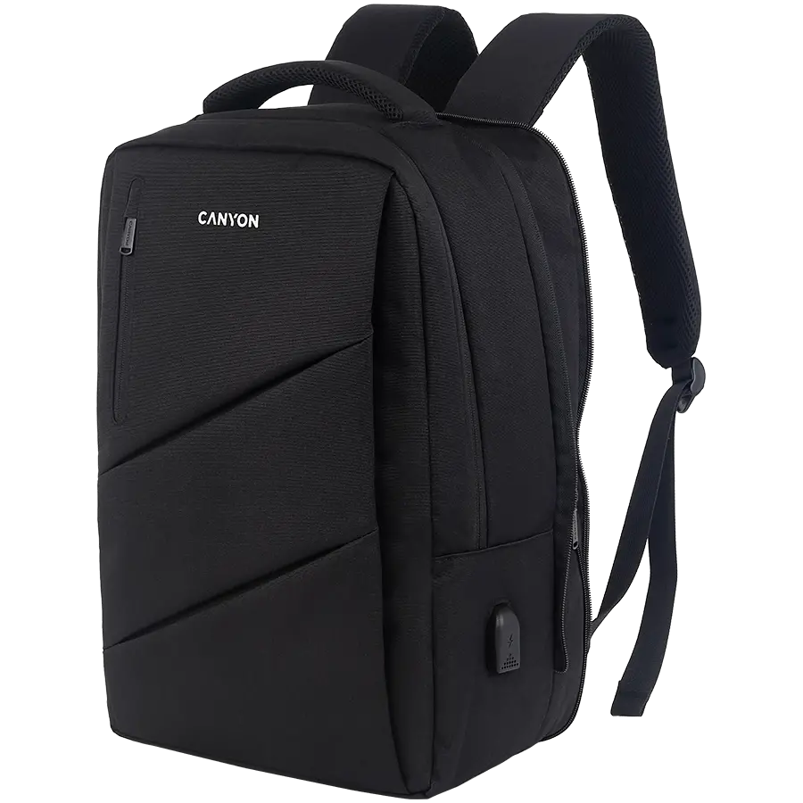 CANYON BPE-5, Laptop backpack for 15.6 inch, Product spec/size(mm): 400MM x300MM x 120MM(+60MM),Black, EXTERIOR materials:100% Polyester, Inner materials:100% Polyestermax weight (KGS): 12kg - image 1