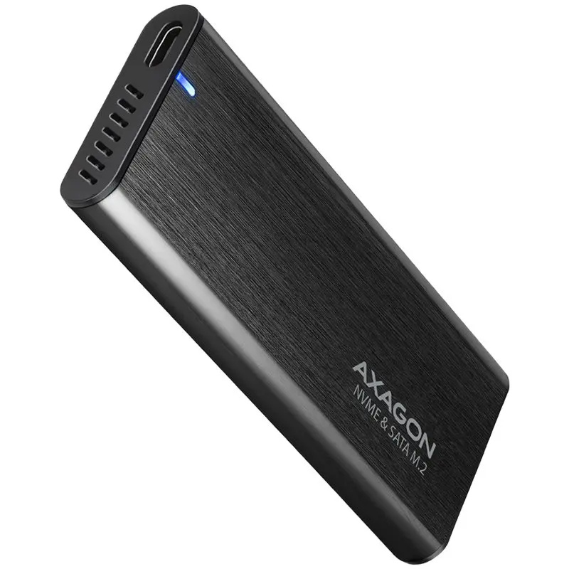 Axagon Carcasă externă metalică USB-C 3.2 Gen 2 pentru unități M.2 NVMe & SATA SSD. Fără șuruburi