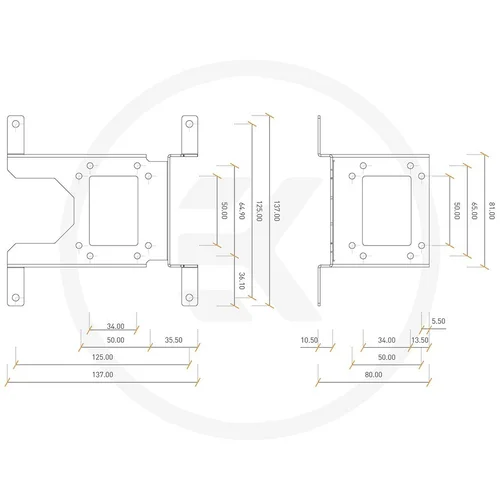 EK-UNI Pump Bracket (140mm FAN) Vertical, mounting adapter - image 1