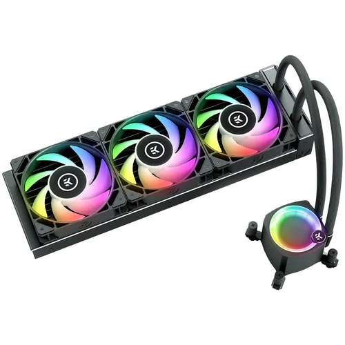 EK-Nucleus AIO CR360 Lux D-RGB, 3x EK-FPT FAN 120 D-RGB PWM fans, Rotatable ARGB Pump Top, Intel Sockets LGA: 1150, 1151, 1155, 1156, 1200, 1700, 2011, 2011-3, 2066, AMD Sockets: AM4, AM5, 5 Year Warranty - image 1