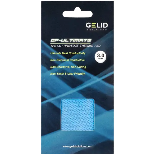 GELID GP-ULTIMATE 90 x 50 THERMAL PAD, Single Pack (1pc included): 3 mm, Density (g/cm3): 3.2, Size (mm): 90 x 50, Thermal Conductivity (W/mK): 15