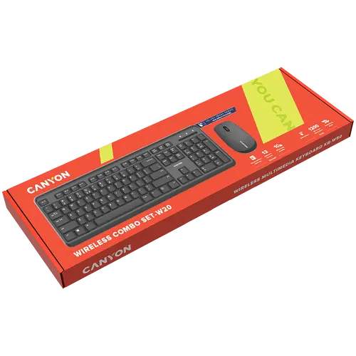 CANYON SET-W20, Wireless combo set,Wireless keyboard with Silent switches,105 keys,BG layout,optical 3D Wireless mice 100DPI black - image 2