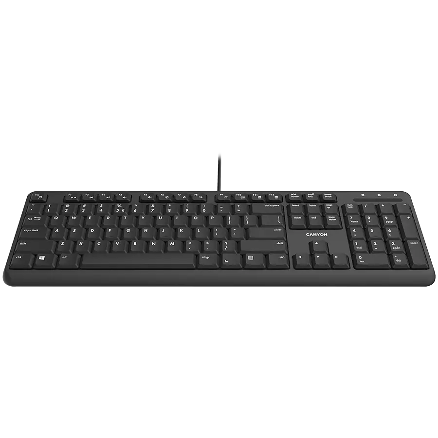 CANYON HKB-20, wired keyboard with Silent switches ,105 keys,black, 1.8 Meters cable length,Size 442*142*17.5mm,460g,BG layout - image 1
